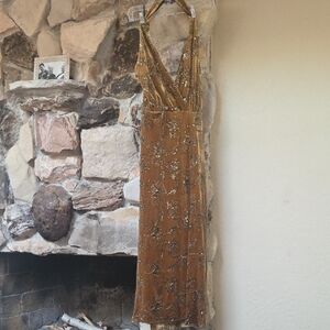 Zara Bronze Sequin Halter Dress